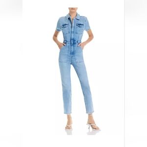 Good American Light Blue Cropped Jumpsuit